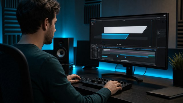 Motion designer rebuilding clean graphics for a business video