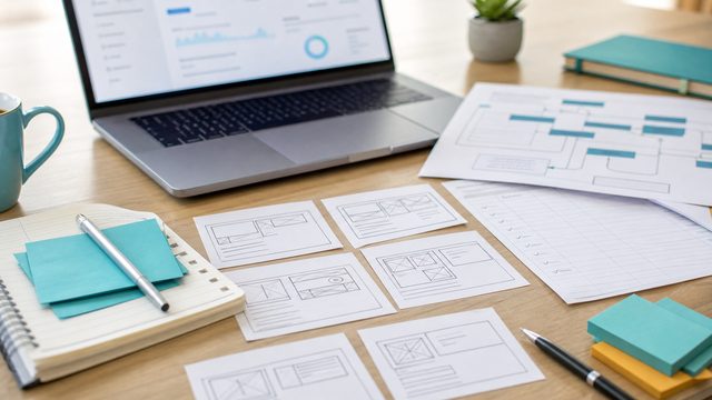 Software tutorial production brief with storyboard cards and workflow notes