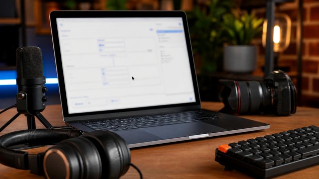 Software walkthrough screen capture and voiceover recording workspace
