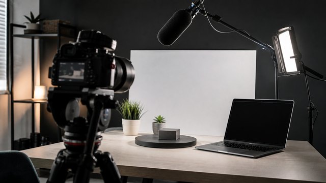 Camera microphone and lighting setup for product-led YouTube video production